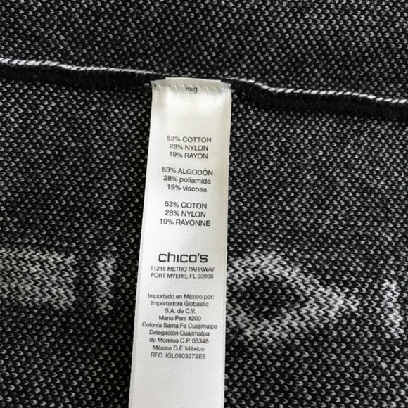 Chicos Black and White Pattern Long Topper Sweater Sz S - Picture 7 of 7